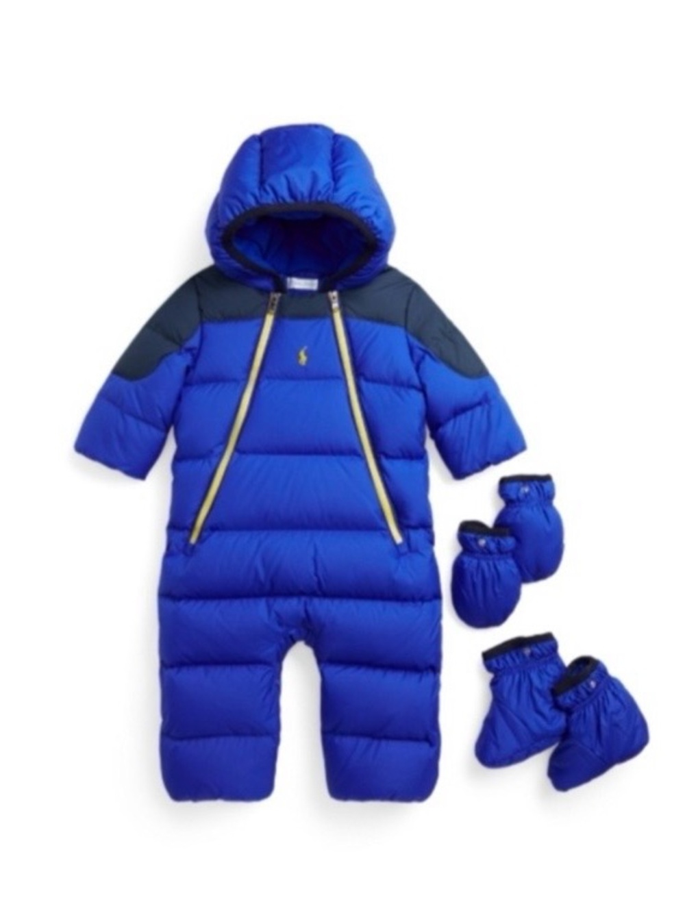 NWT Ralph Lauren Baby One-Piece Snowsuit Bunting with Mittens and Booties 3M